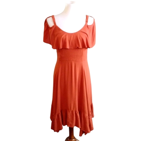 torrid Dresses & Skirts - Torrid Orange Ruffle Tank Babydoll Dress Off The Shoulder Size 12 Large